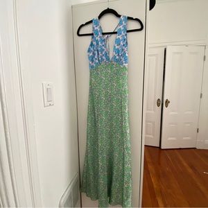 Verge Girl Two Tone Silky Floral Midi Dress